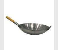 صاجيه ستيل كبير الحجم بمقبض خشبي