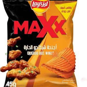 رقائق البطاطس ليز ماكس بنكهة الأجنحة الحارة، 45 غرام، أصفر