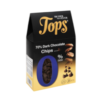 توبس رقائق شوكولاتة داكنة 70% كاكاو، بدون سكر مضاف 200 جرام