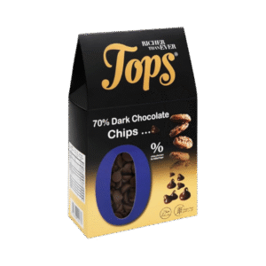 توبس رقائق شوكولاتة داكنة 70% كاكاو، بدون سكر مضاف 200 جرام