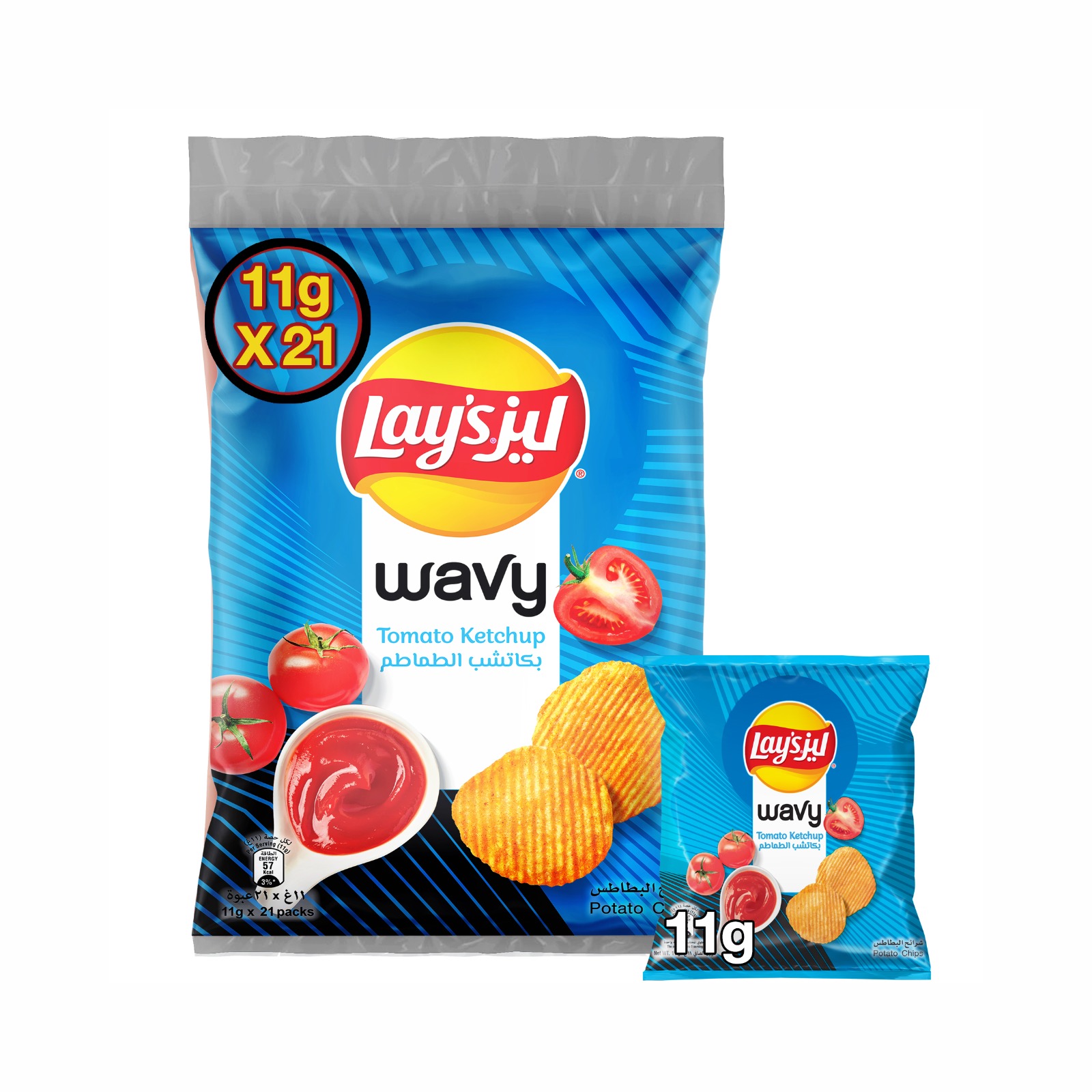 رقائق بطاطس ليز وايفي بنكهة كاتشب الطماطم 21 كيسًا