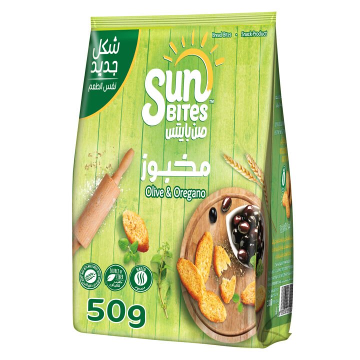مقرمشات صن بايتس قطع خبز بالزيتون والأوريجانو 50 غرام