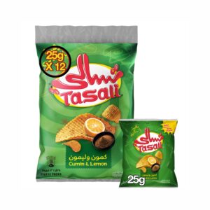 رقائق بطاطس تسالي  بنكهة الكمون والليمون 12كيسًا