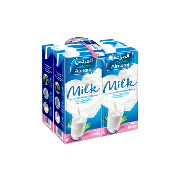 المراعي حليب خالي الدسم  طويل الاجل 1 لتر* 4 حبات