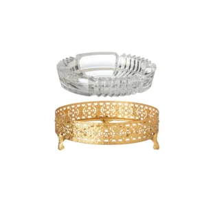 منفضة سجائر مع قاعدة معدن ذهبي