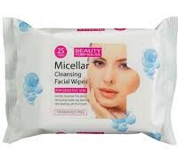 مناديل ميسيلار BEAUTY FORMULAS لتنظيف الوجه-للبشرة الحساسة 25منديل