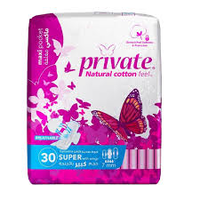 Private فوط نسائية صحية -ماكسي مغلقة حجم كبير- 30pcs