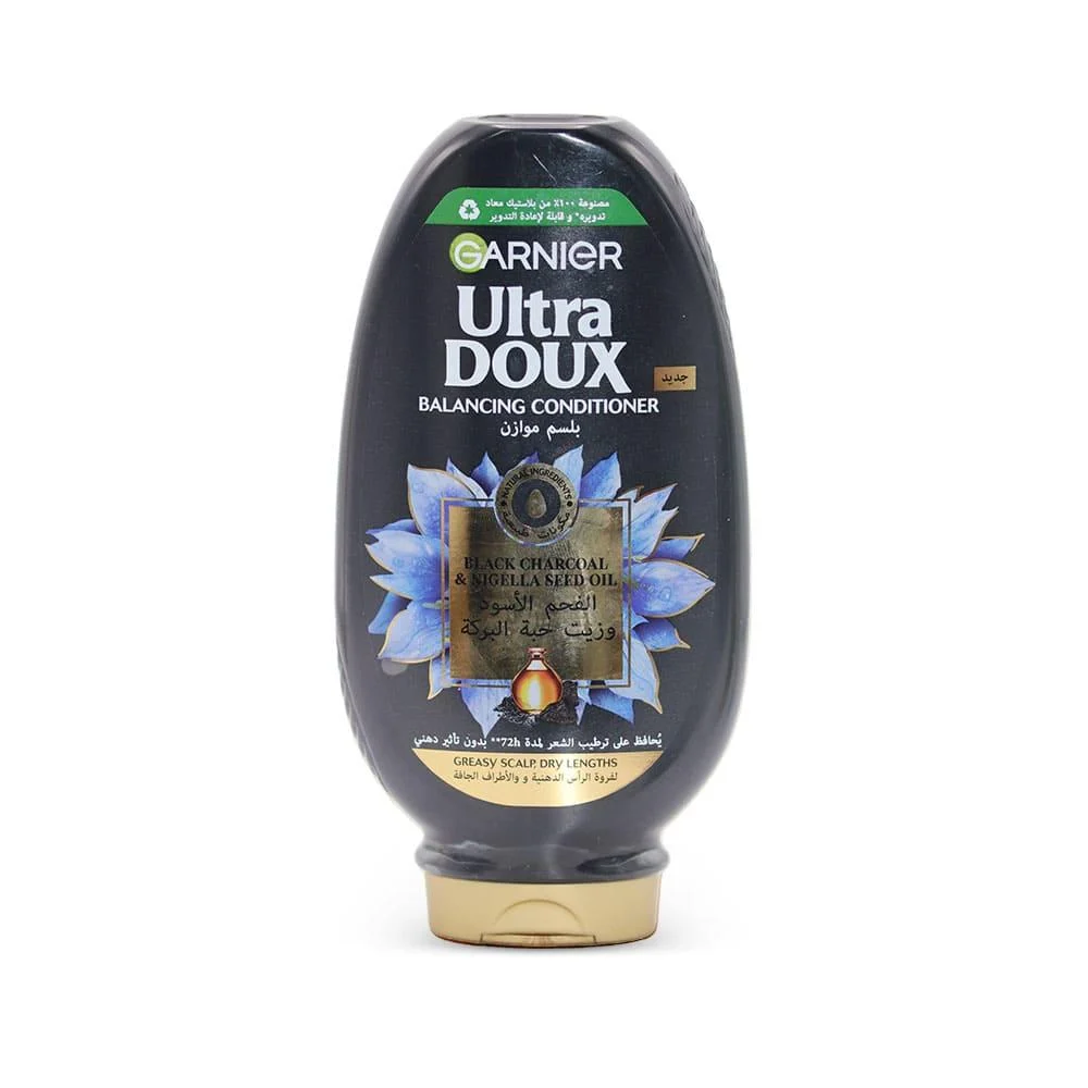 غارنييه الترا دوكس بلسم موازن بالفحم الأسود وزيت حبة البركة 360 مل