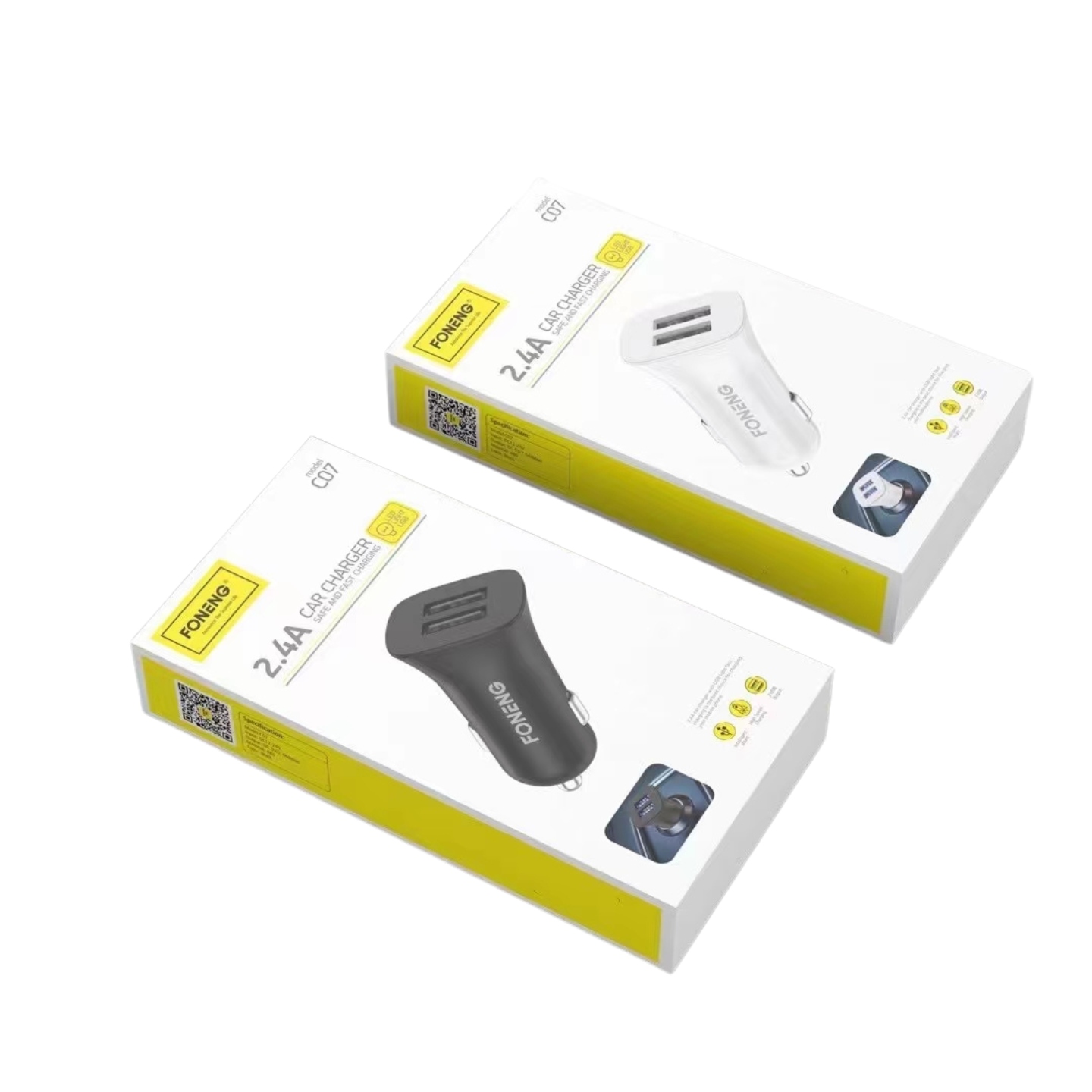 شاحن سيارة C07 USB-A ثنائي المنافذ (2.4 أمبير)