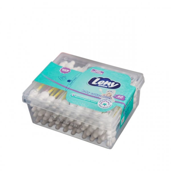 أعواد قطنية للأطفال من ليني (Leny) - قطن طبيعي 100% - 60 عوداً