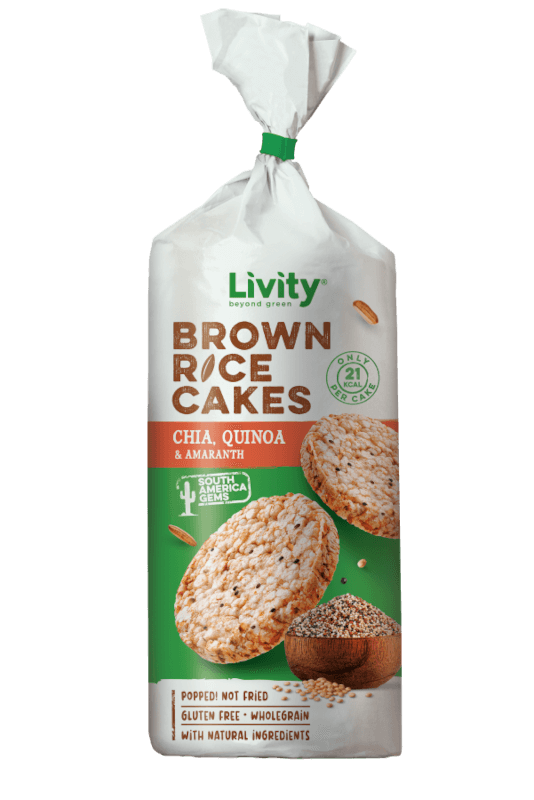 أرز بني من ماركة Livity بنكهة الشيا، الكينوا، والأمارانث