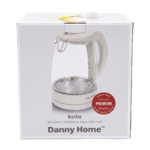 غلاية كهربائية زجاجية من ماركة داني هوم (Danny Home) بسعة 1.7 لتر