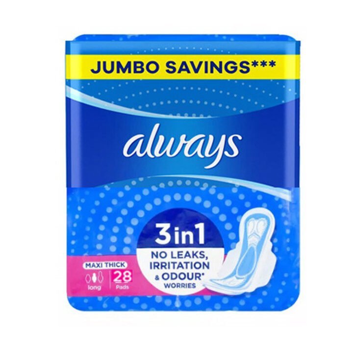 always فوط نسائية صحية معطرة - ماكسي سميكة - طويلة - 28 قطعة