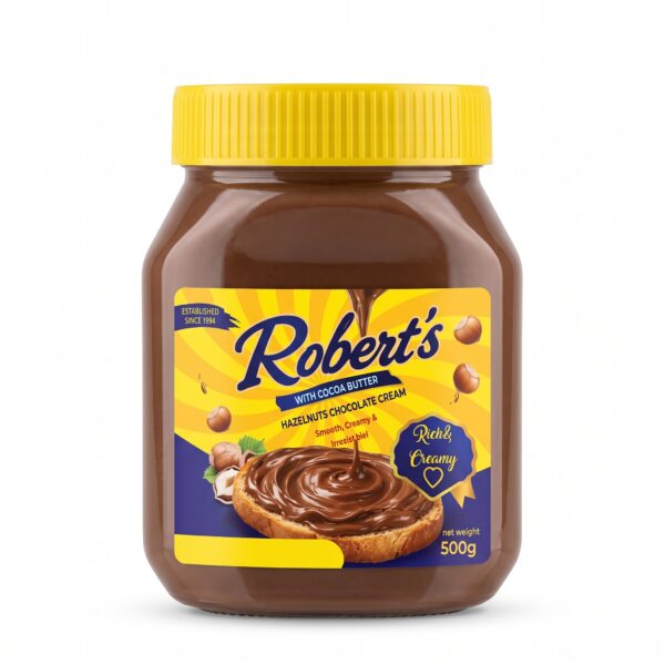 كريمة الشوكولاتة بالبندق من روبرتس (Robert's) مع زبدة الكاكاو - 500 غرام